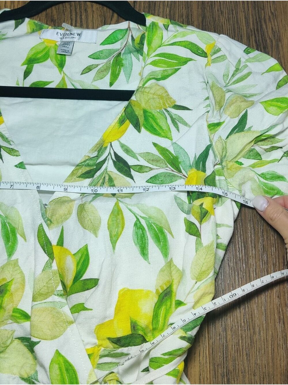 *Ever New White Lemon Print Wrap Mini Dress Puff Sleeve Size 2 - Picture 7 of 11
